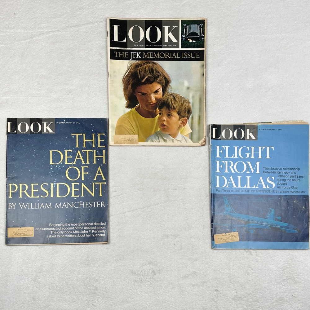 Vintage LOOK Magazine JFK Memorial Issue 1964 1967 Death of a President Set 3